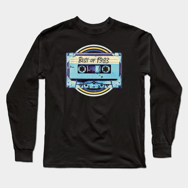 Retro Best of 1983 Mixtape Audio Cassette Tape // Funny Vintage 1983 Birthday Long Sleeve T-Shirt by Now Boarding